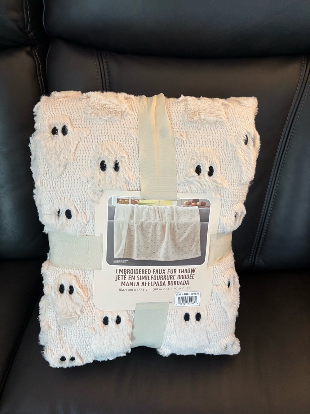Costco Halloween Faux Fur Throw 60x70 NWT ghost